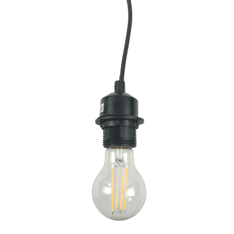 Douille E27 avec cordon noir, interrupteur et prise (CORDON LONG 3.38m) - ILLUMIAA