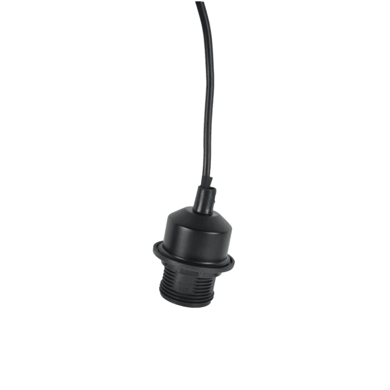Douille E27 avec cordon noir, interrupteur et prise (CORDON LONG 3.38m) - ILLUMIAA