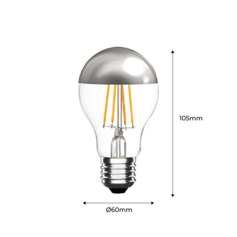 Ampoule LED effet miroir argenté E27 6W A60 3000K - ILLUMIAA