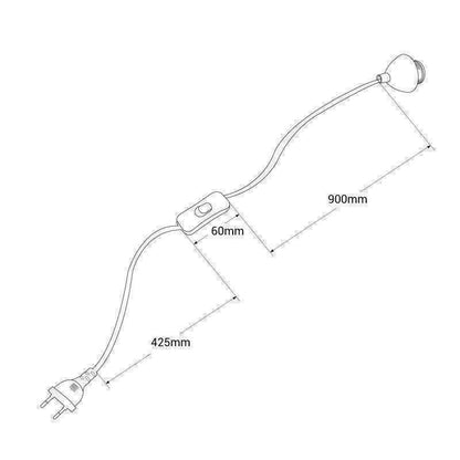 Câble blanc pour lampe de table avec douille E27, interrupteur et prise (CORDON 1.30m) - ILLUMIAA