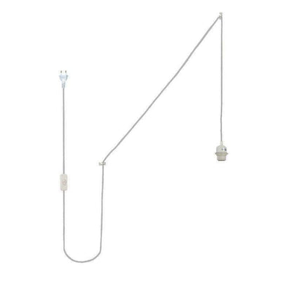 Douille E27 avec cordon blanc, interrupteur et prise (CORDON LONG 3.38m) - ILLUMIAA