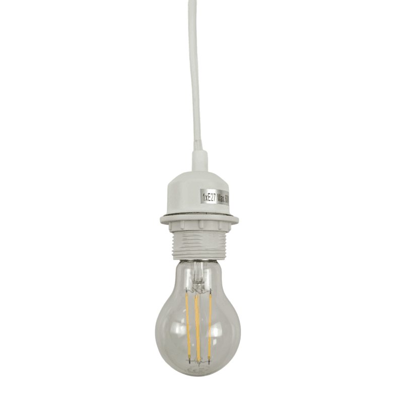Douille E27 avec cordon blanc, interrupteur et prise (CORDON LONG 3.38m) - ILLUMIAA